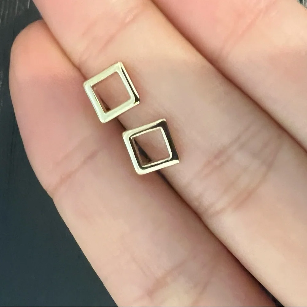 Gold Square Geometric Stud Earrings